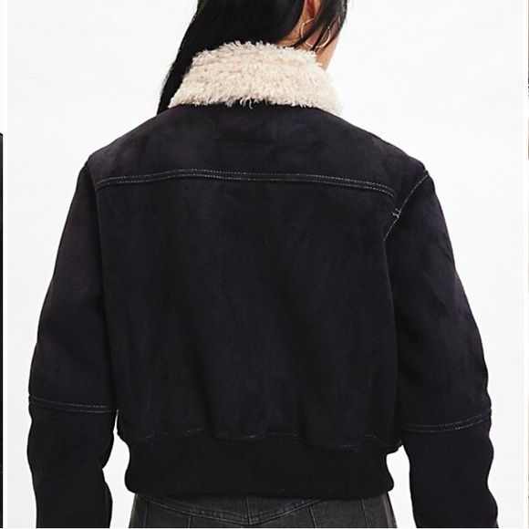 Urban Outfitters BDG Black August Faux Suede Bomber Jacket - Picture 8 of 8